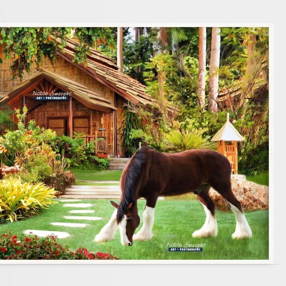 12x18 Clydesdale Horse Landscape Fantasy Home Composite Oil Painting Art Print - Picture 4 of 7